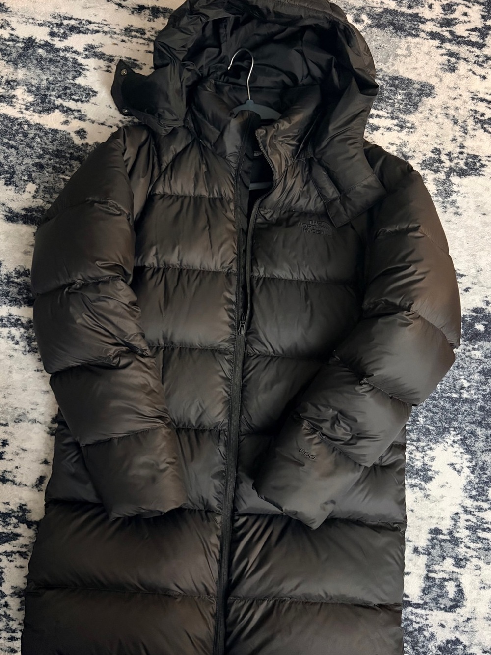 The North Face Black Long Puffer Coat with Hood - Women